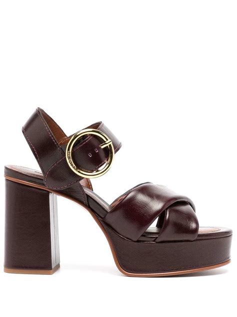 see by chloe sandalen lyna|SEE BY CHLOÉ Lyna leather platform sandals .